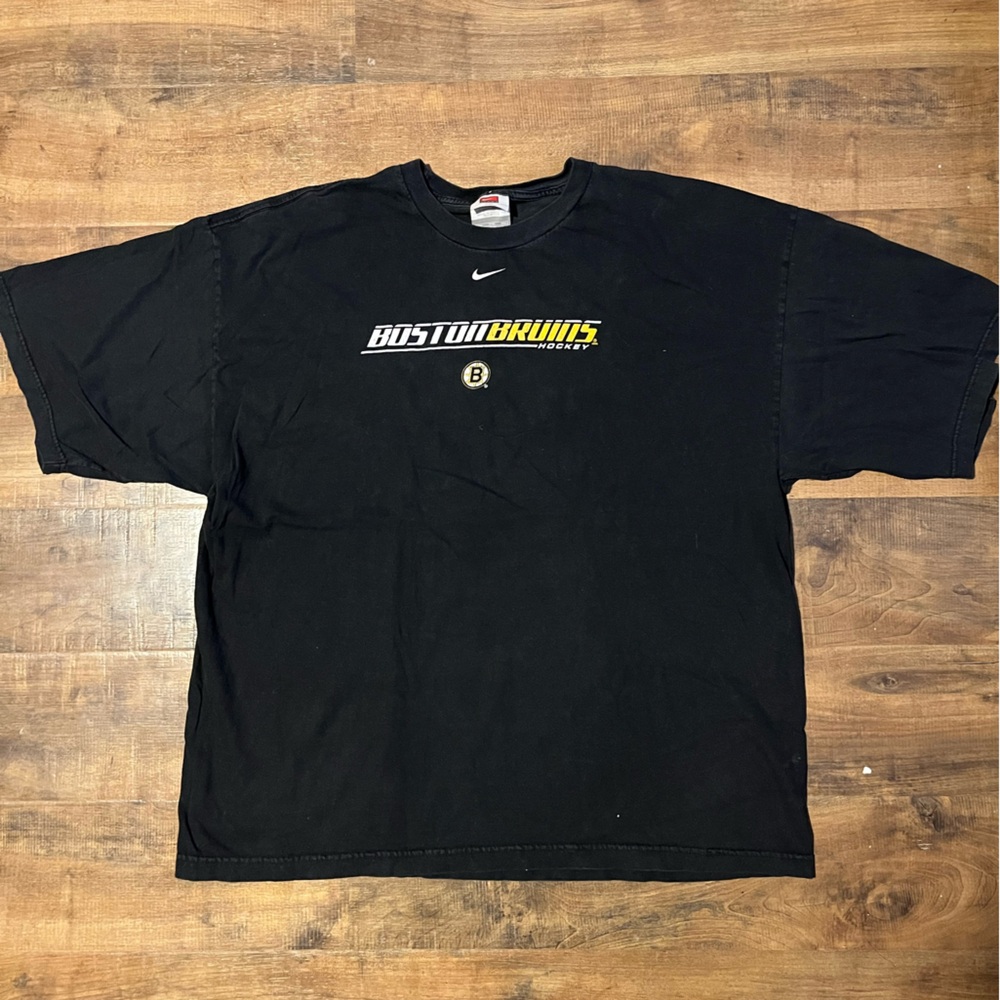 Vintage Nike Boston Bruins Black Short Sleeve Tshirt Size XXL Y2K
